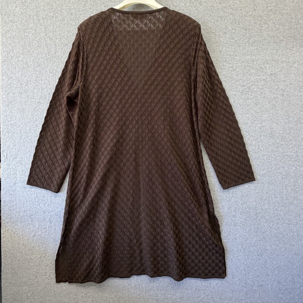 Exclusively Misook Brown Open Front Crochet Knit Cardigan Duster XL Boho Western - Picture 8 of 11